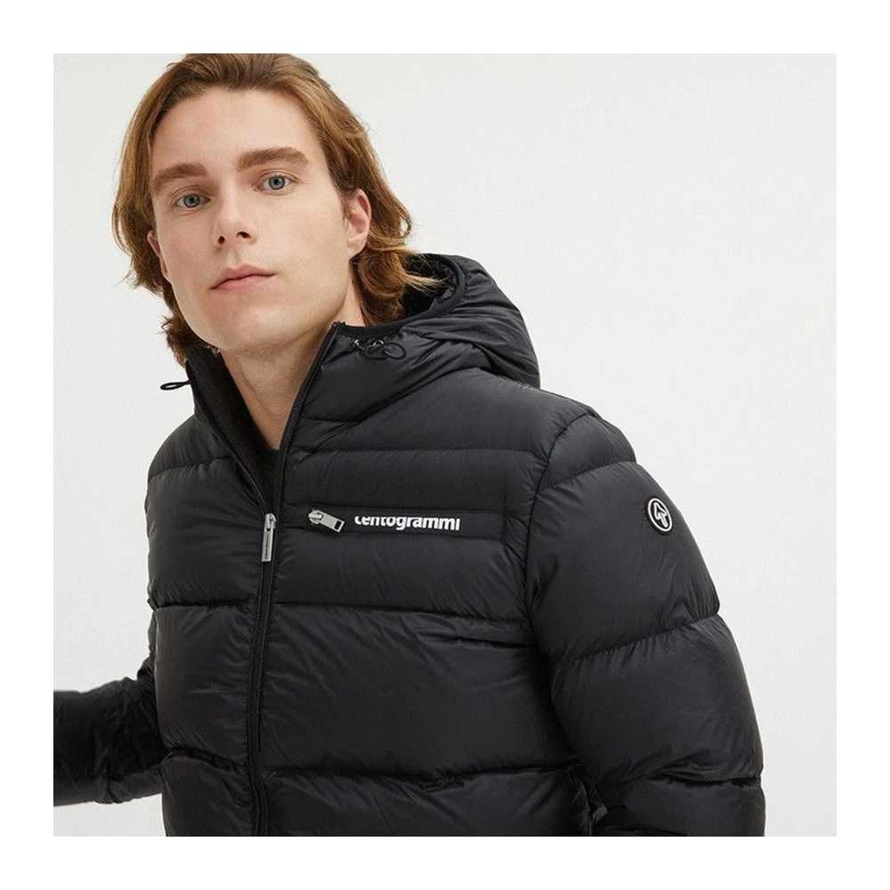 Centogrammi Zwarte Hooded Jas Black Heren