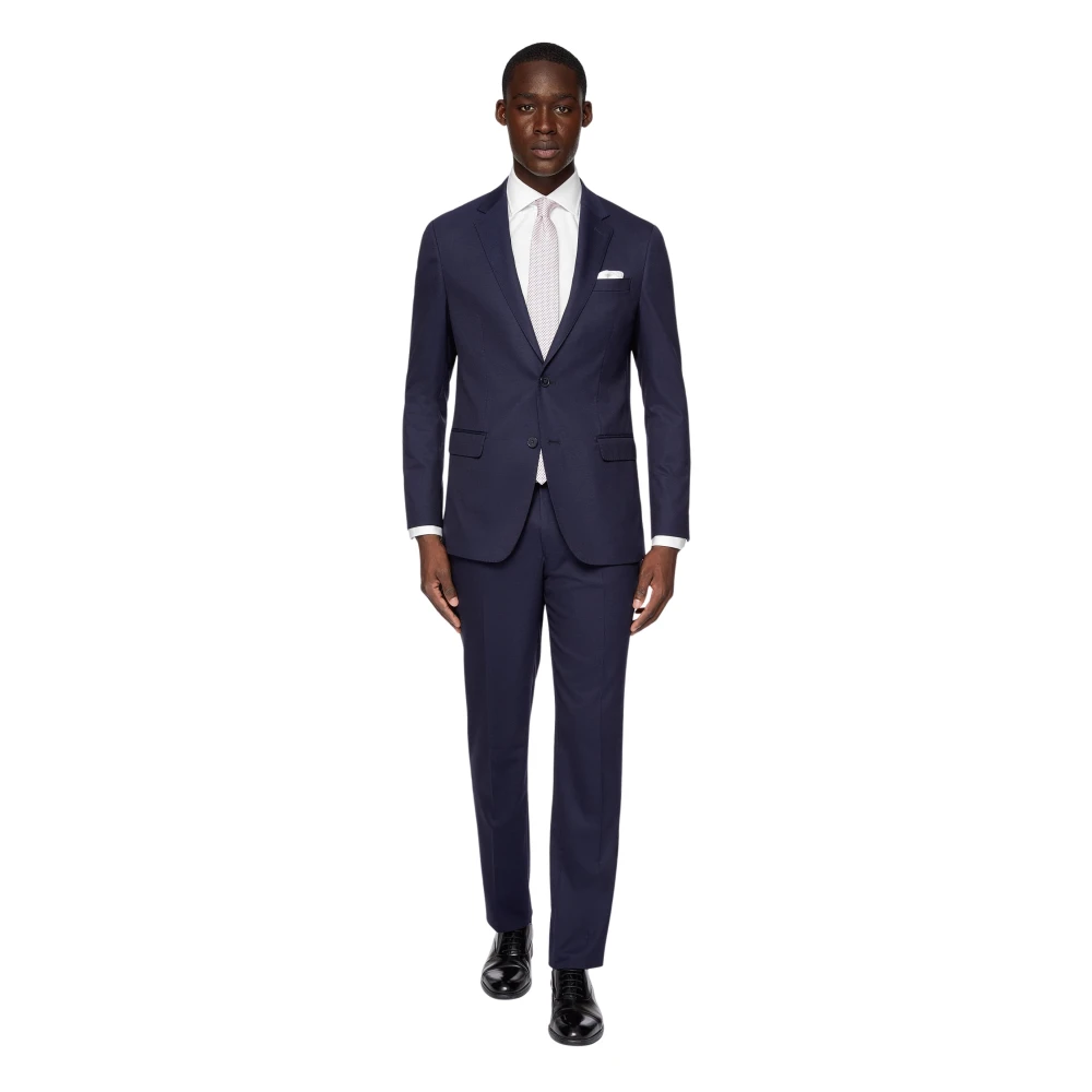 Boggi Milano Micro Gestreept Wollen Pak Stijl Anversa Blue Heren