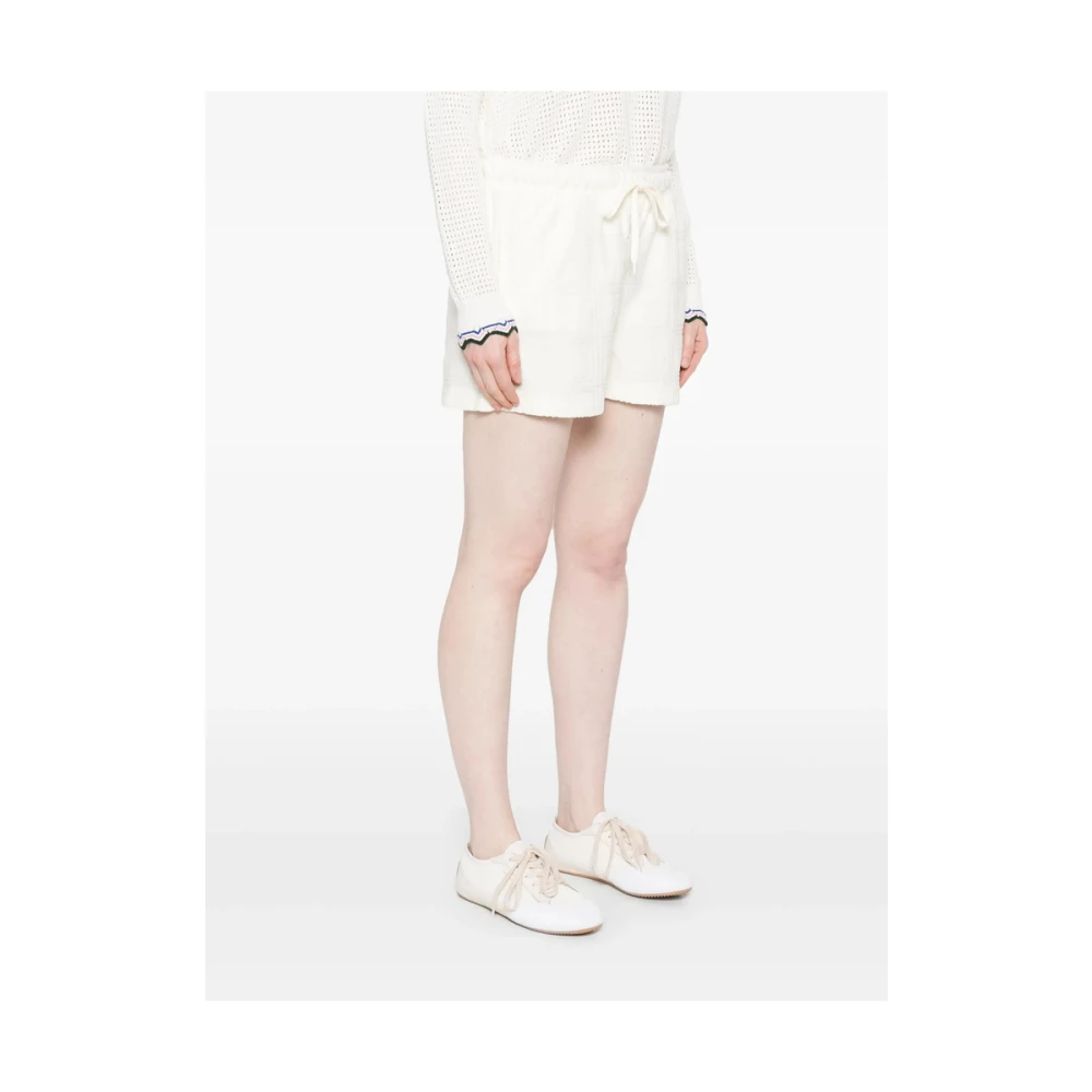 Maison Labiche Beige Shorts met Trekkoord en Logopatch Beige Dames