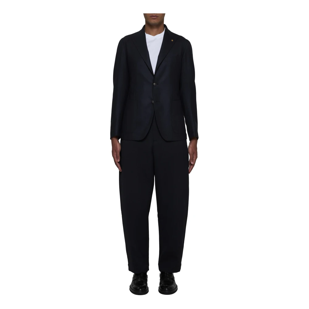 Tagliatore Blauwe Half-Gevoerde Blazer Blue Heren