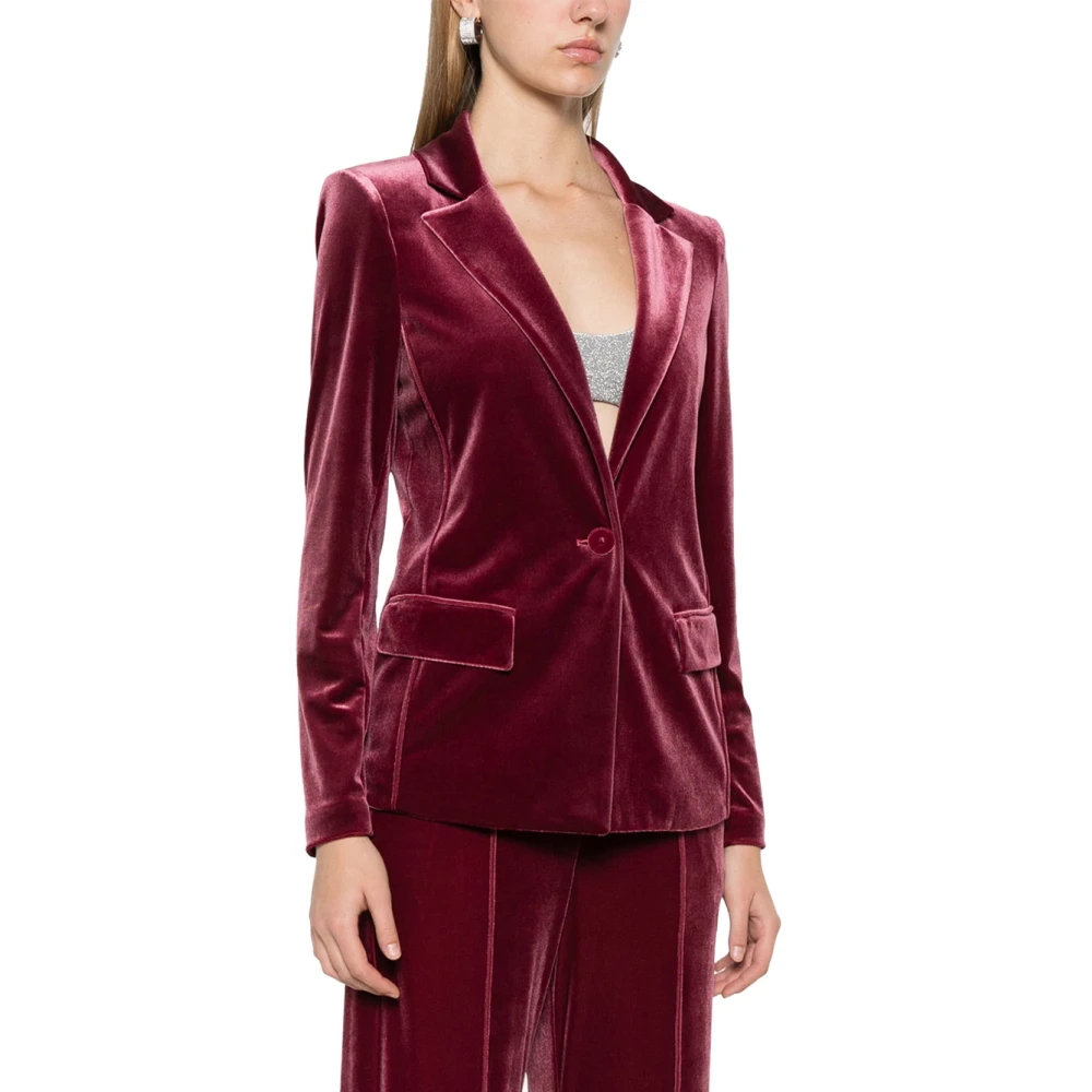 Patrizia Pepe Sammet Blazer med Stretchtyg Purple, Dam