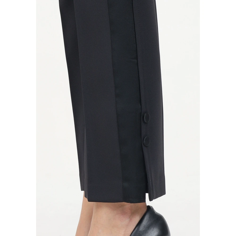 Elisabetta Franchi Zwarte Smokingbroek met Satijnen Banden Black Dames