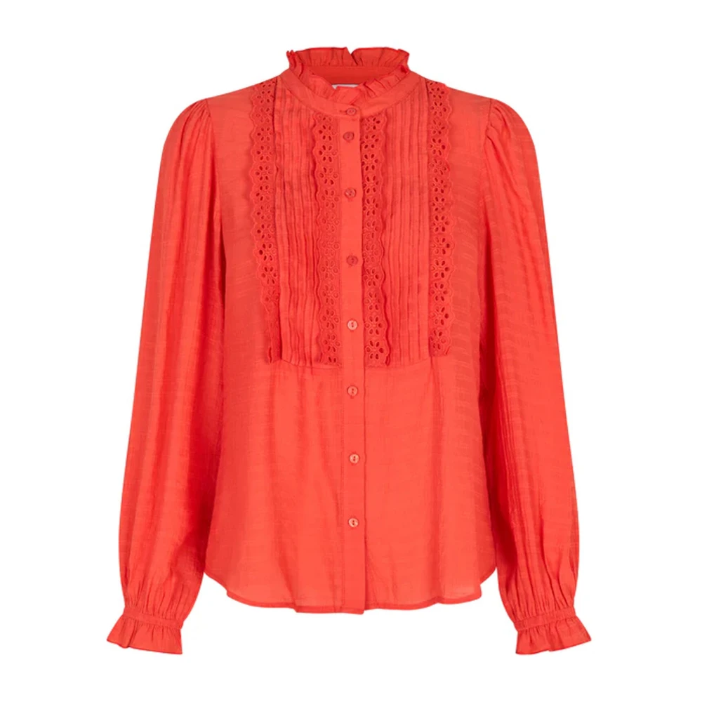 Lollys Laundry Romantische Blouse met Ruchedetails Red Dames