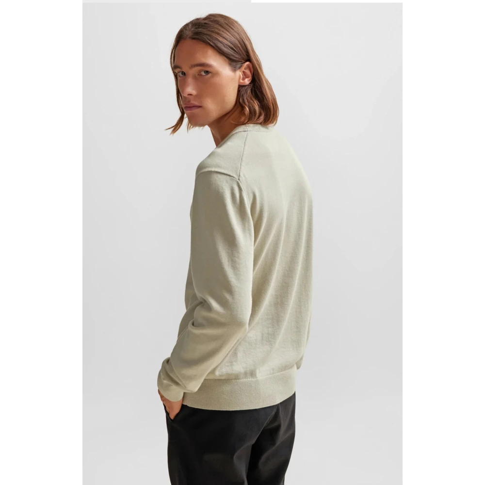 Hugo Boss Zachte Gebreide Trui met Logopatch Beige Heren