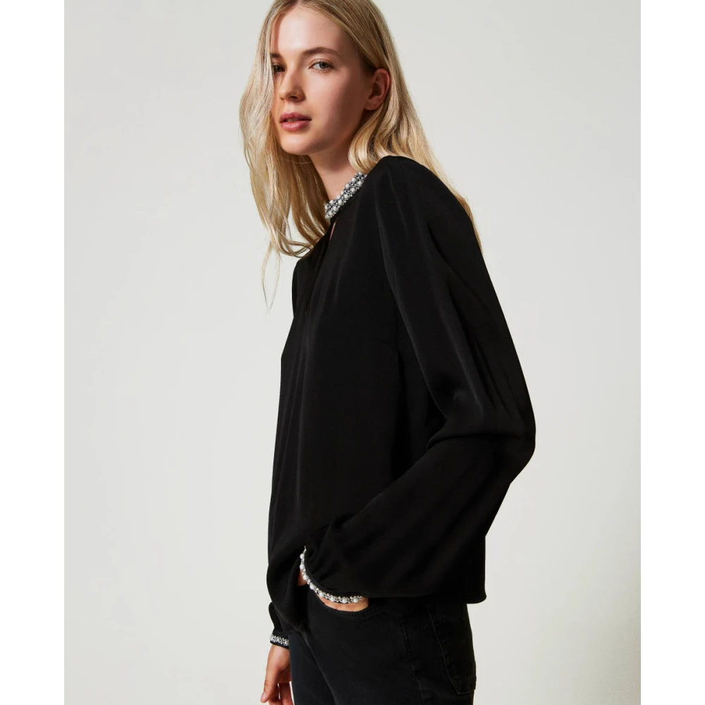 Twinset Zwart Geborduurd Overhemd Black Dames