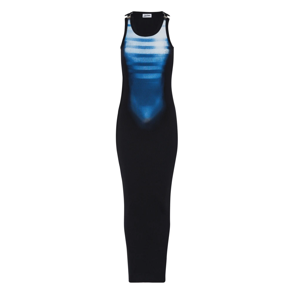 Jean Paul Gaultier Women's Multicolor Maxi Dresses, M, Printed Sleeveless Long Dress