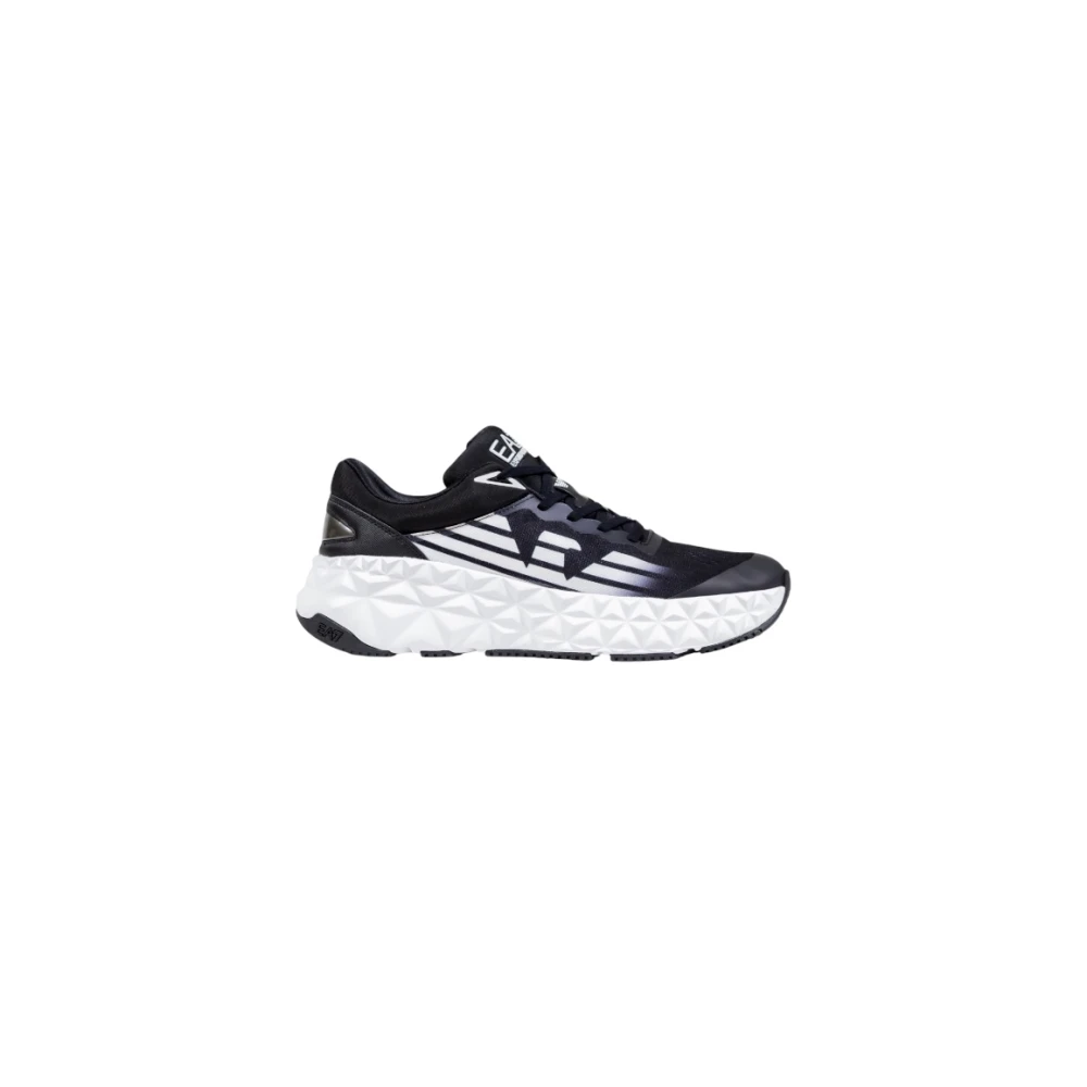 Emporio Armani Ea7 Men's Black Sneakers, 6 2/3 Uk, Geometric-Patterned Trainers