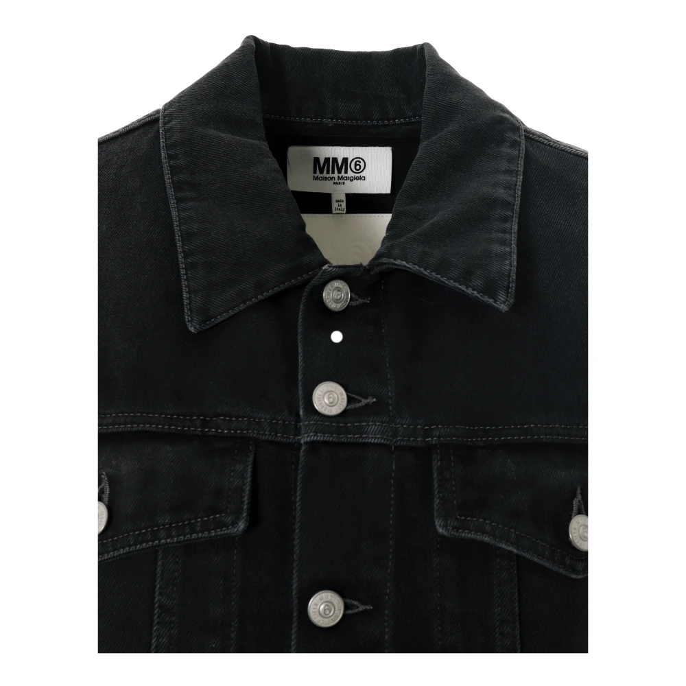 MM6 Maison Margiela Zwart Denim Jack met Mouwen van Wolmix Black Dames