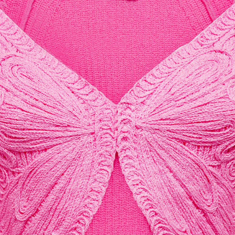 Blumarine Italiaanse Katoenen Cardigan met Vlinder Borduurwerk Pink Dames