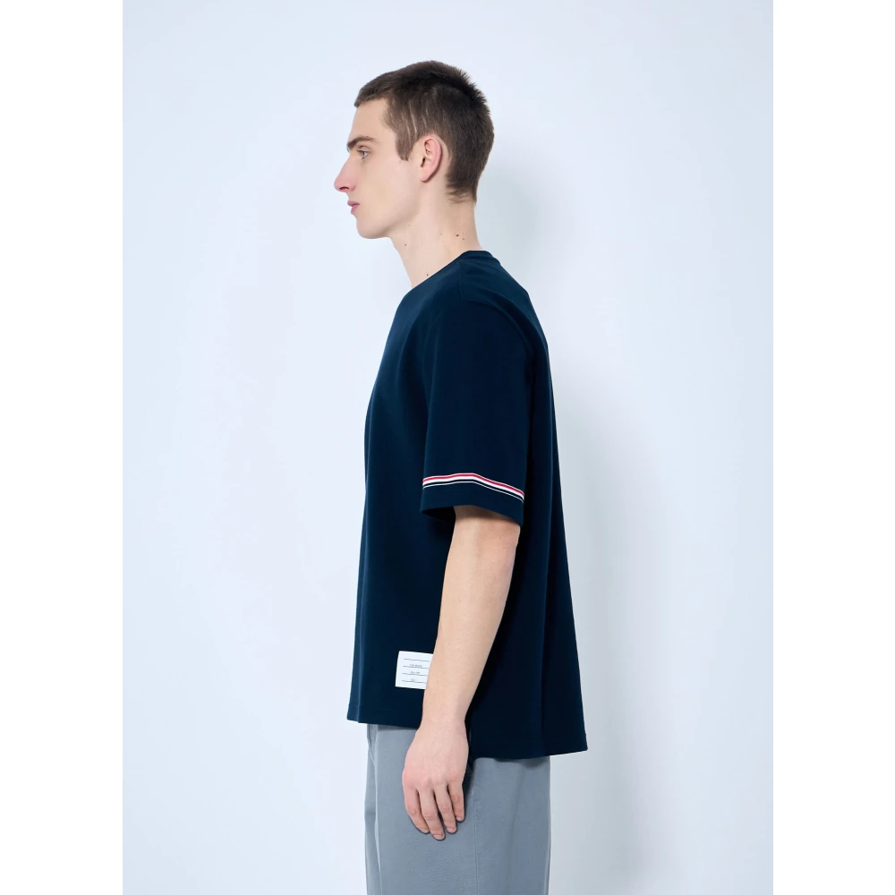 Thom Browne Gestreepte Katoenen Rugby Top Blue Heren