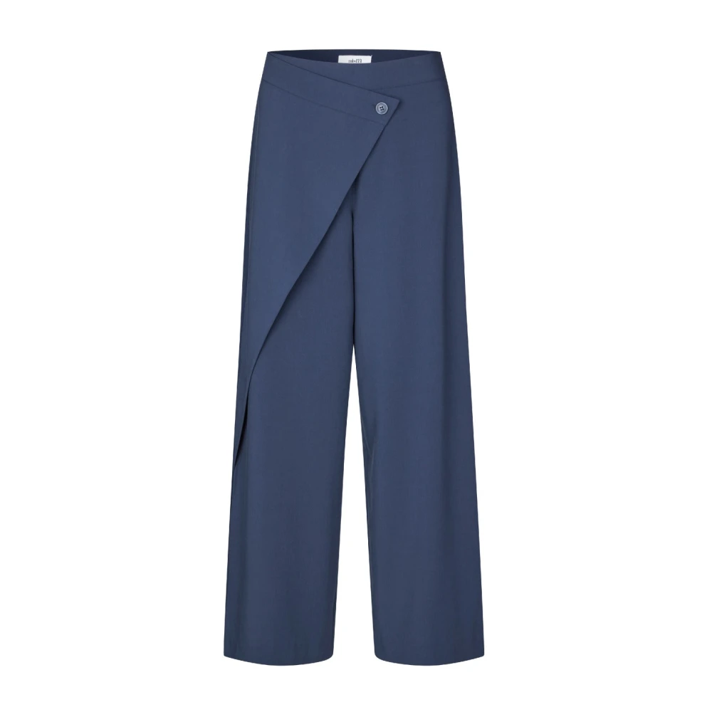 MbyM Navy Wrap Wide Leg Broek Emana Blue Dames