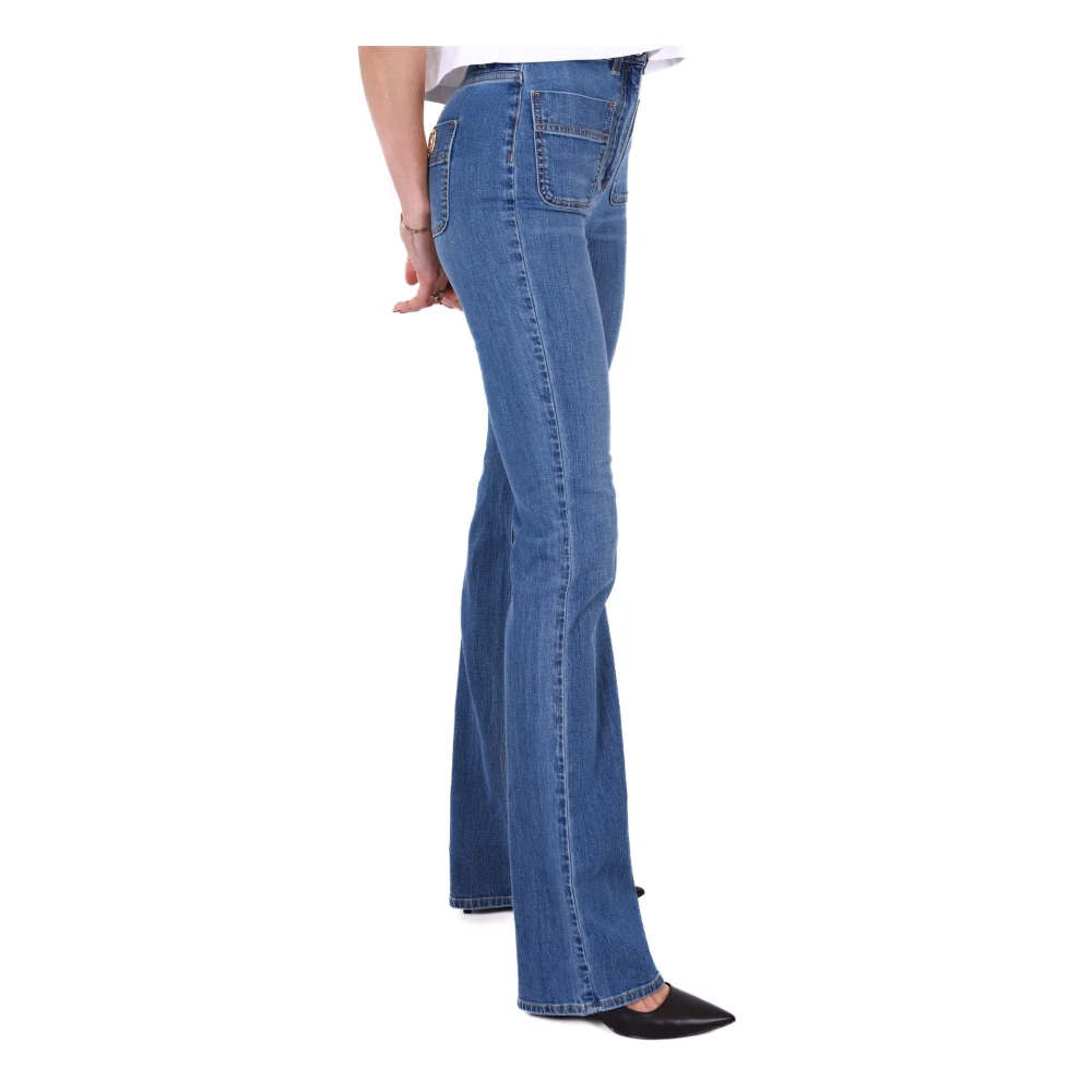 Elisabetta Franchi Rechte Pijp Denim Stretch Jeans Blauw Blue Dames