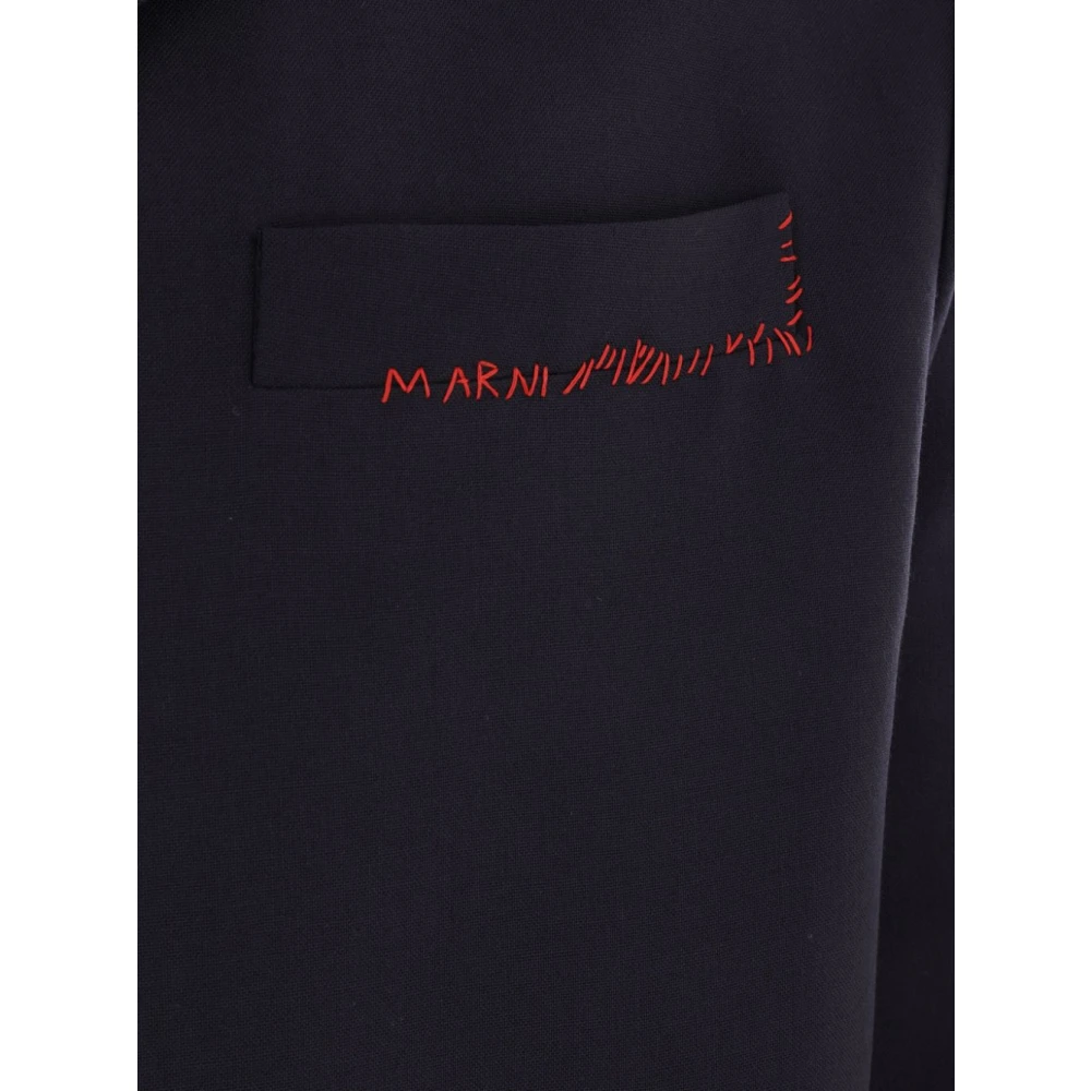 Marni Blauwe Wol Single-Breasted Jas Blue Heren
