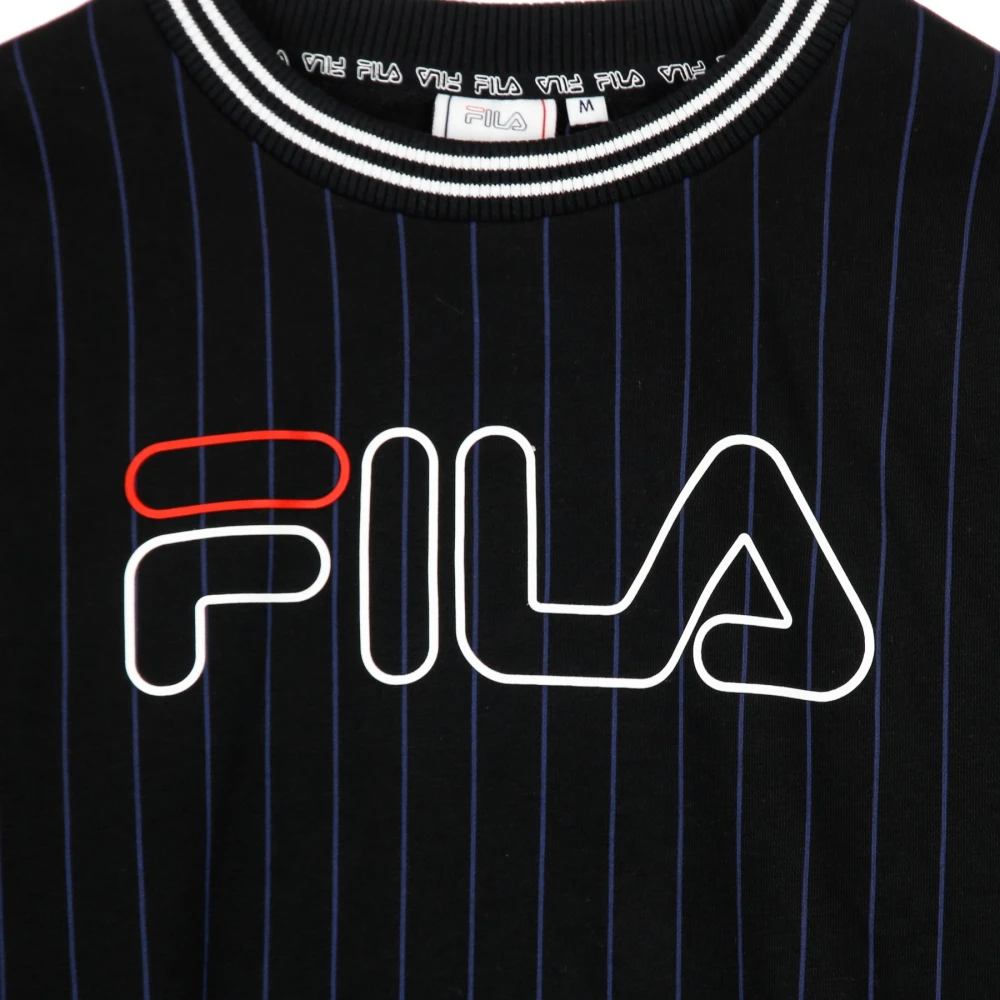 Fila Gestreepte Sportieve Crew Sweatshirt Black Heren