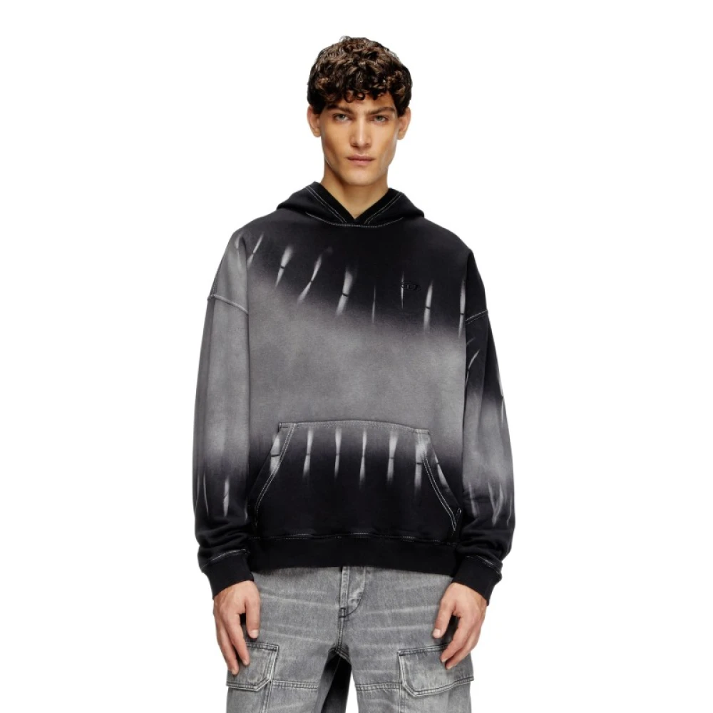 Diesel Tie-Dye hoodie met logoprint Gray Heren