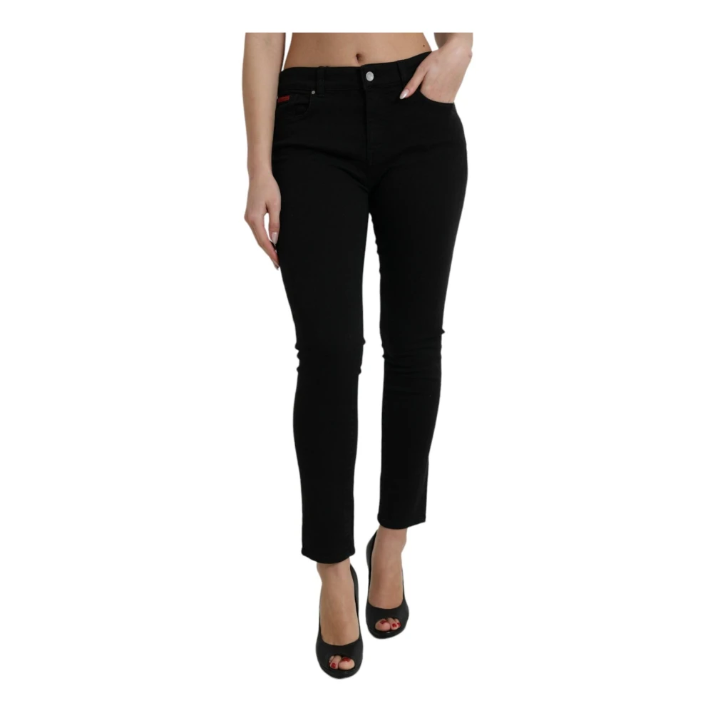 Dolce & Gabbana Zwarte Skinny Denim Jeans met Rits Black Dames