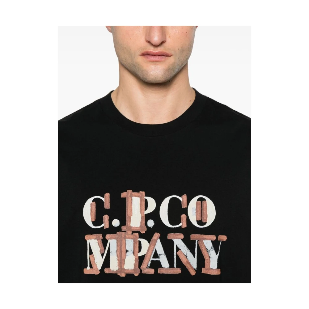 C.P. Company Zwarte Crew Neck Korte Mouw T-shirt Black Heren