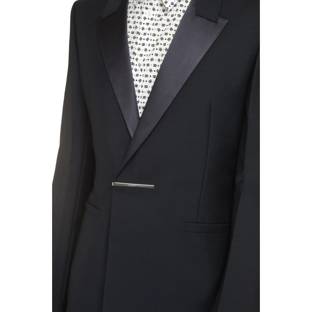 Givenchy Zijden Wolmix Jas Blue Heren