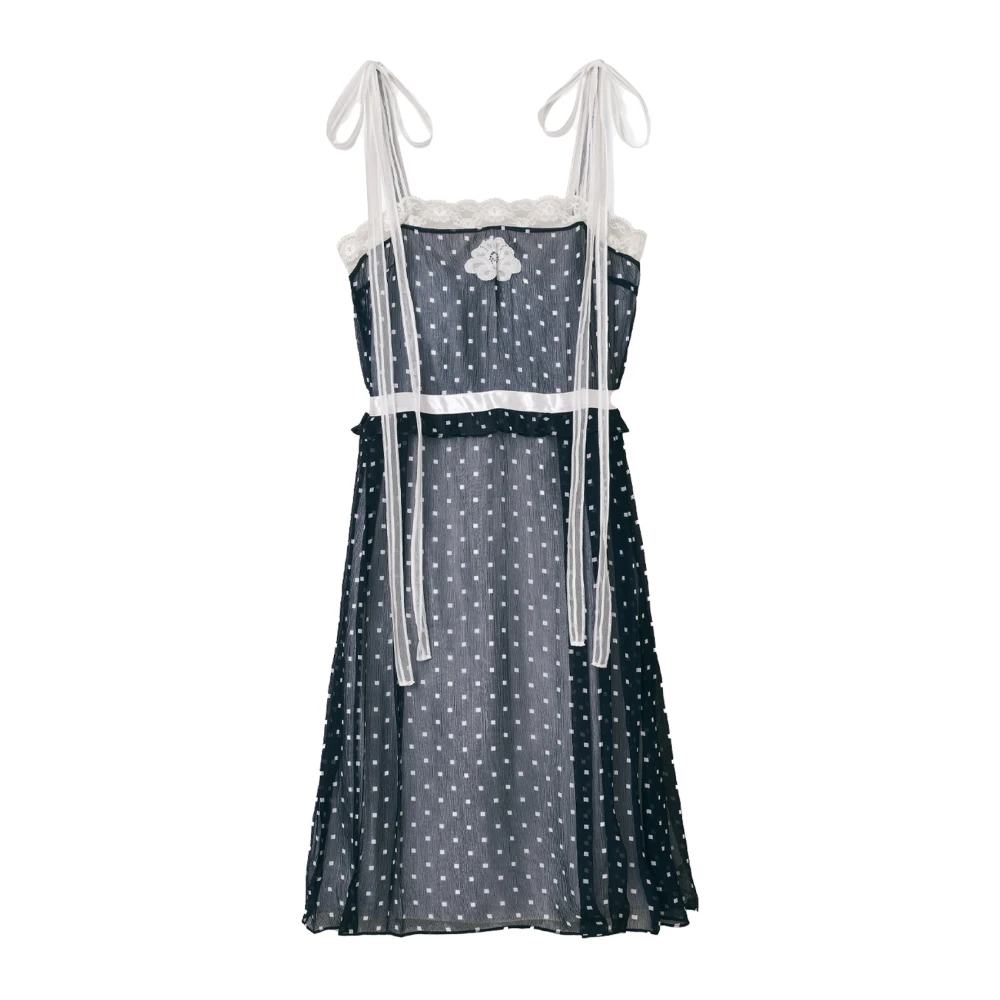 Marc Jacobs Women's Blue Midi Dresses, M, Ribbon Strap Chiffon Dress