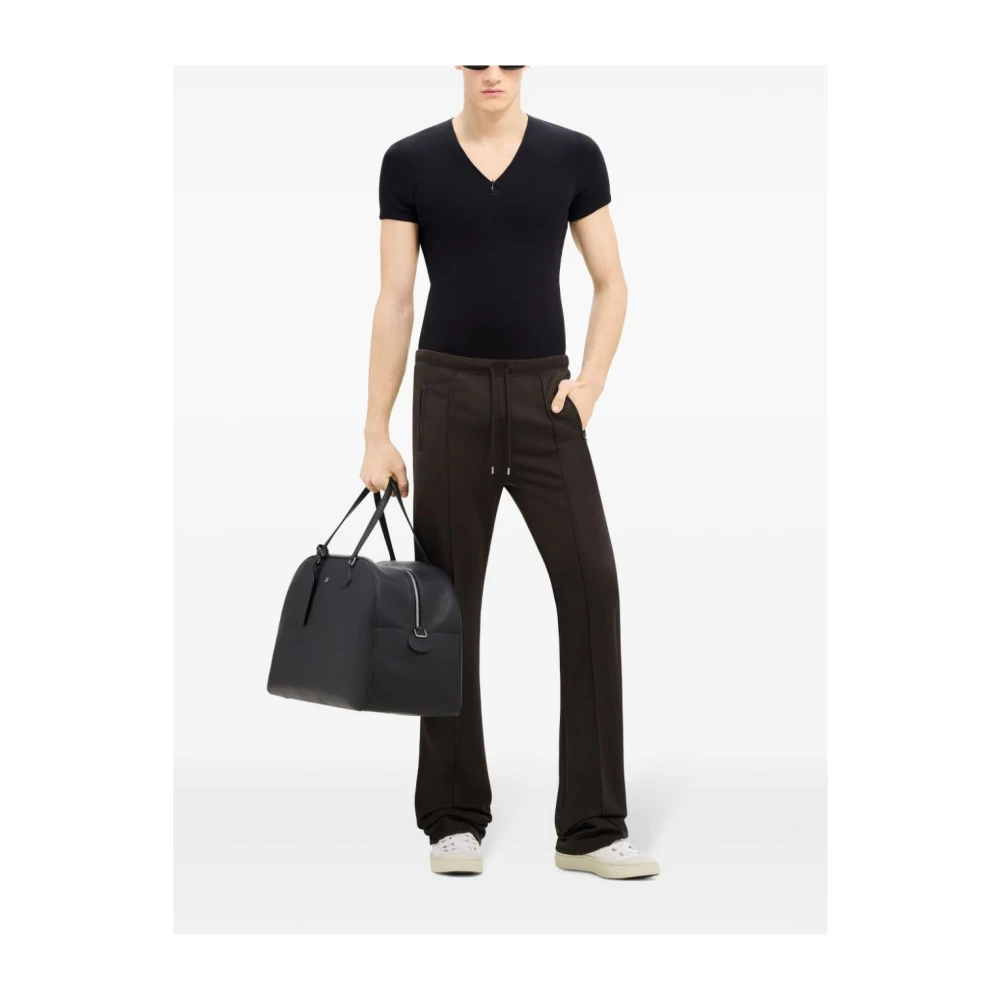 Courrèges Zwarte Rib T-shirt met Rits Black Heren