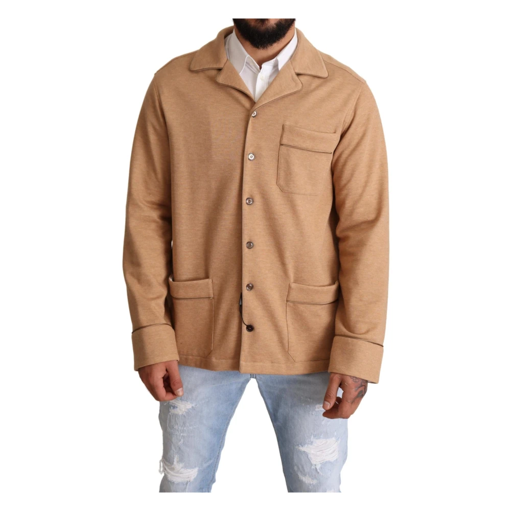 Dolce & Gabbana Men's Beige Light Jackets, M, Elegant Light Blue Jacket For