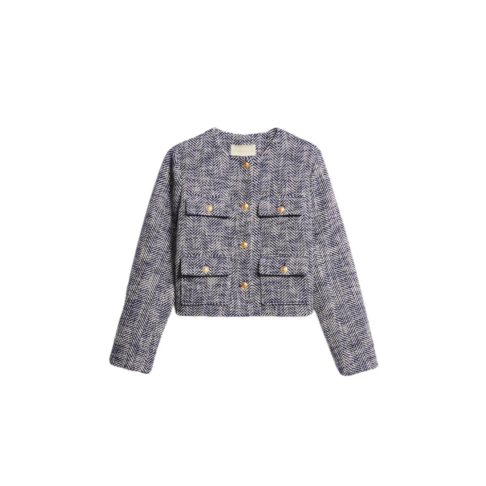 Vanessa Bruno Retro Tweedjas met Gouden Knopen Blue Dames