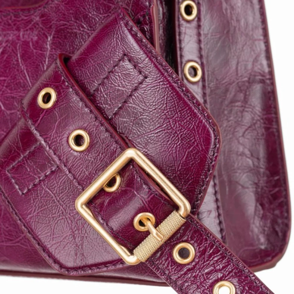 Biasia Leren Schoudertas Purple Dames