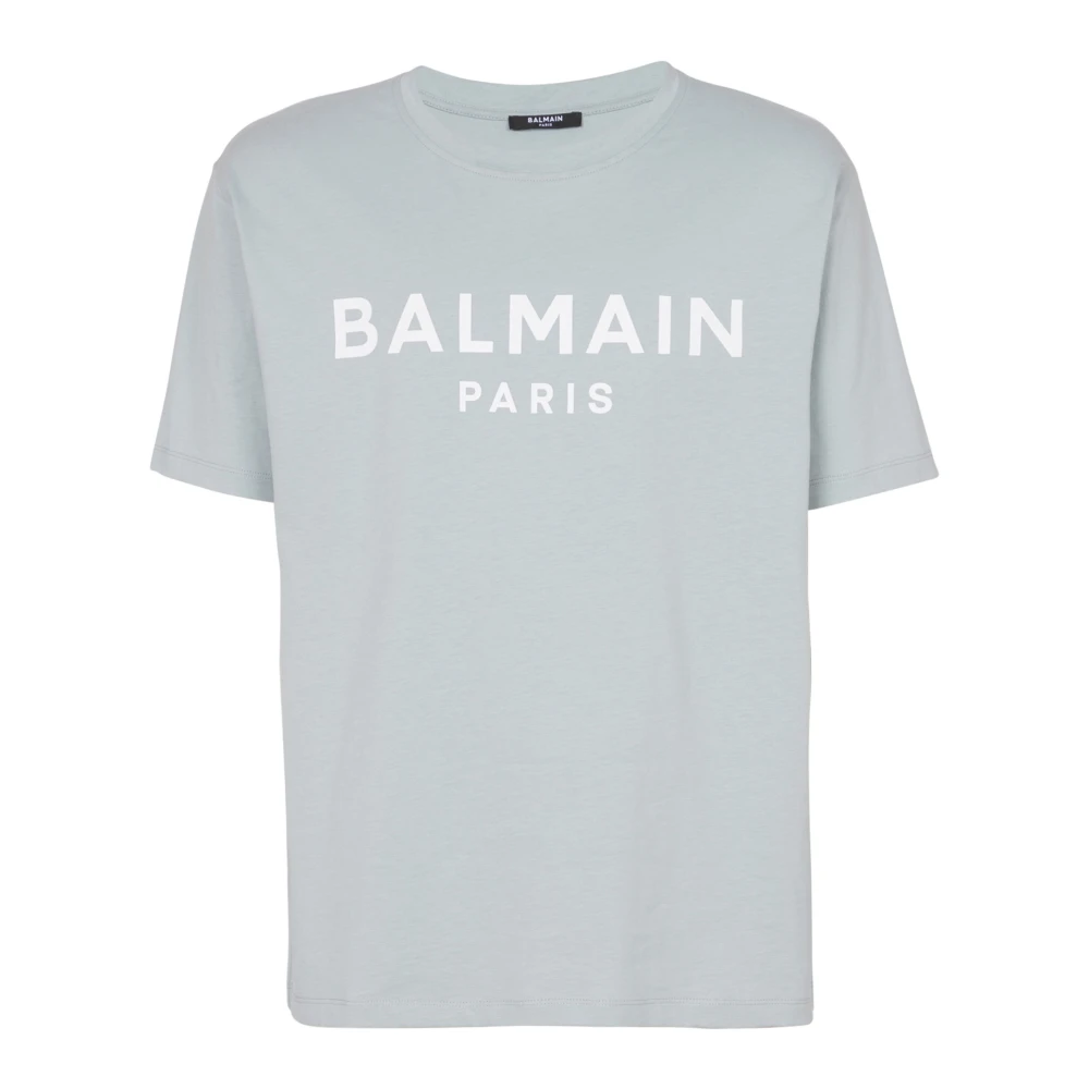 Balmain Tryckt kortärmad T-shirt från Paris Gray, Herr