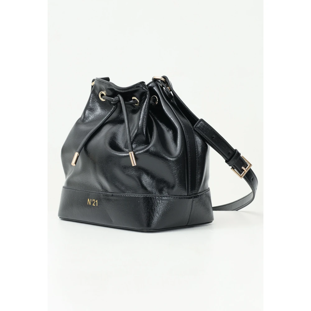N21 Zwarte bucket tas met trekkoordsluiting Black Dames