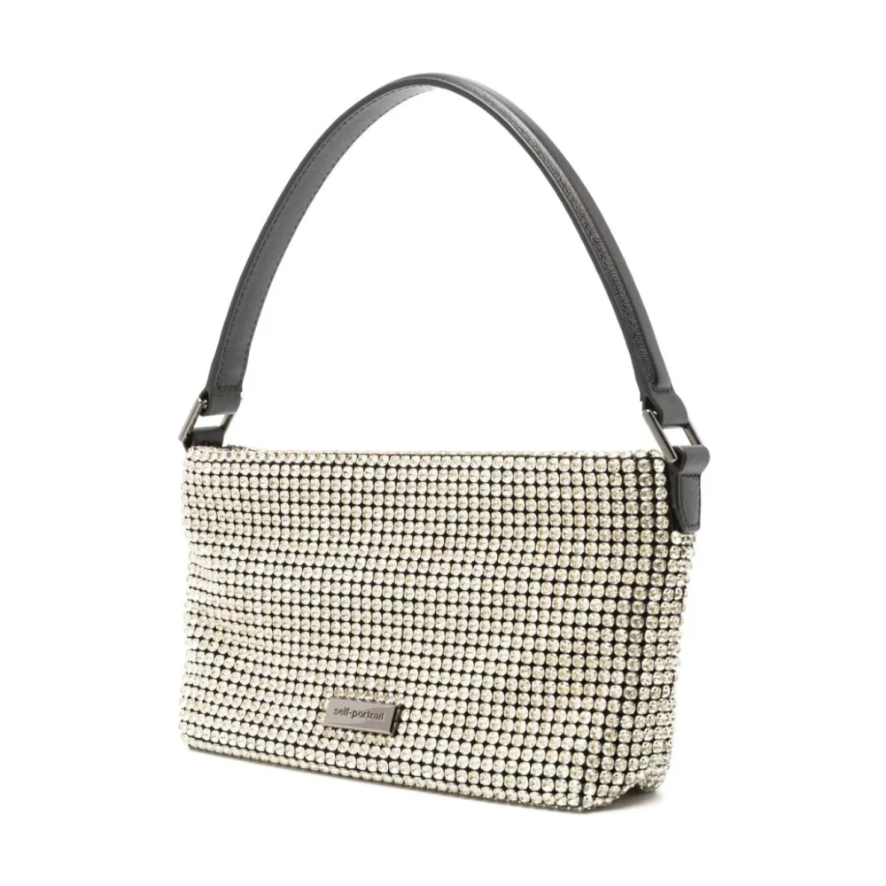 Self Portrait Champagne Diamante Hobo Tas Beige Dames