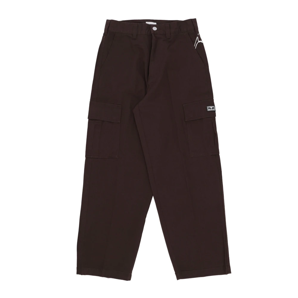 Obey Brown Straight Trousers, Male, W36, Cargo Trousers In Java