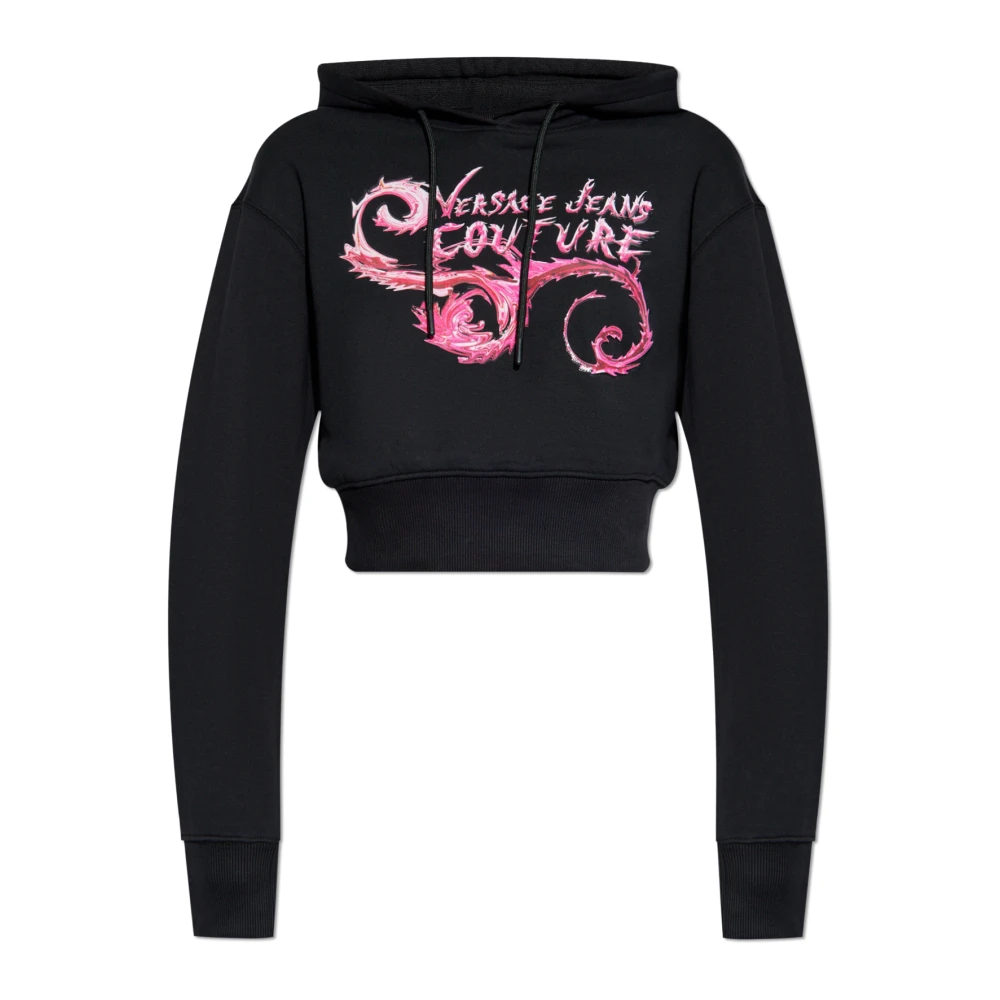 Versace Jeans Couture Zwarte hoodie met frontprint Black Dames