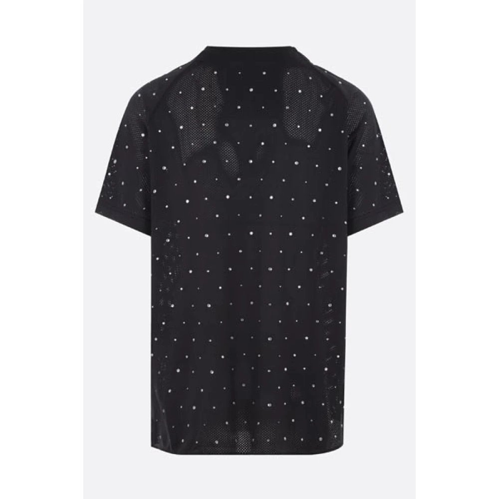 Givenchy Zwart Mesh T-shirt met Kristallen en College Logo Black Heren