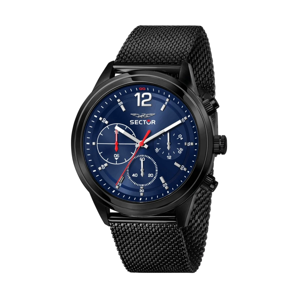Sector No Limits , Watches, Male, Black, One Size, Chronograph Blue Dial Mesh Bracelet Watch