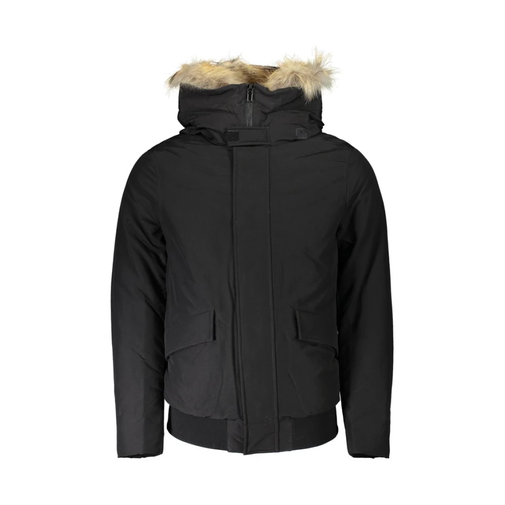 Woolrich Zwarte Katoenen Hoodie met Afneembare Bont Black Heren