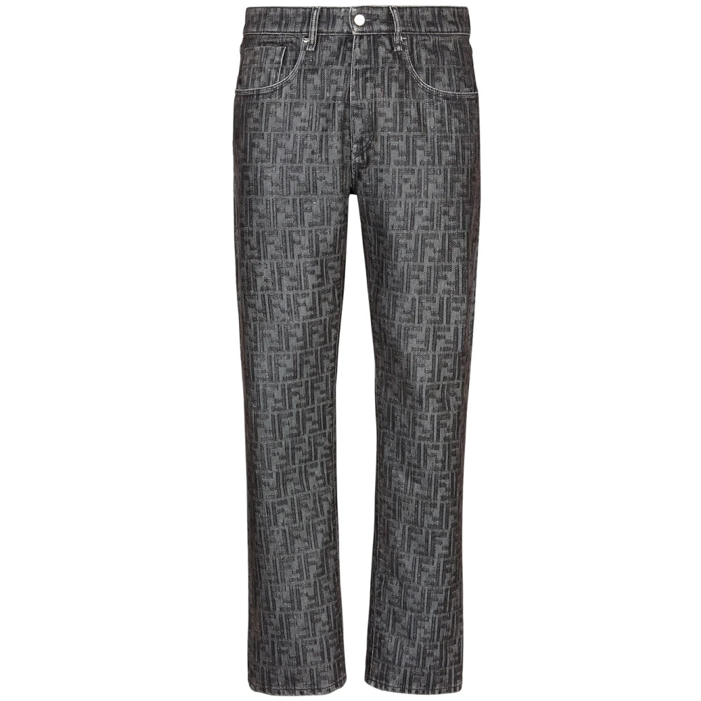 Fendi Grijze Denim Straight-line Broek Gray Heren