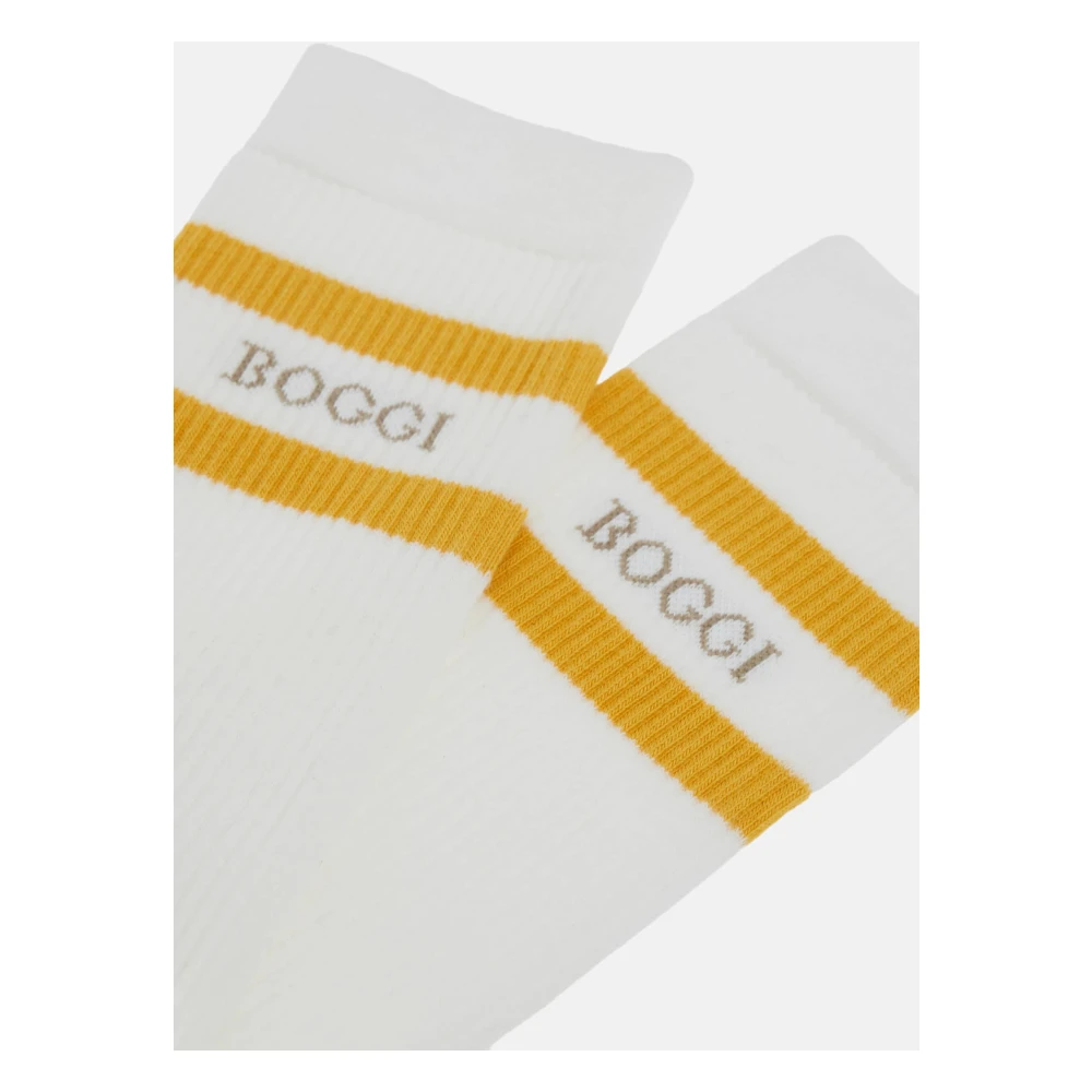 Boggi Milano Sokken met strepen en logo katoenmix White Heren