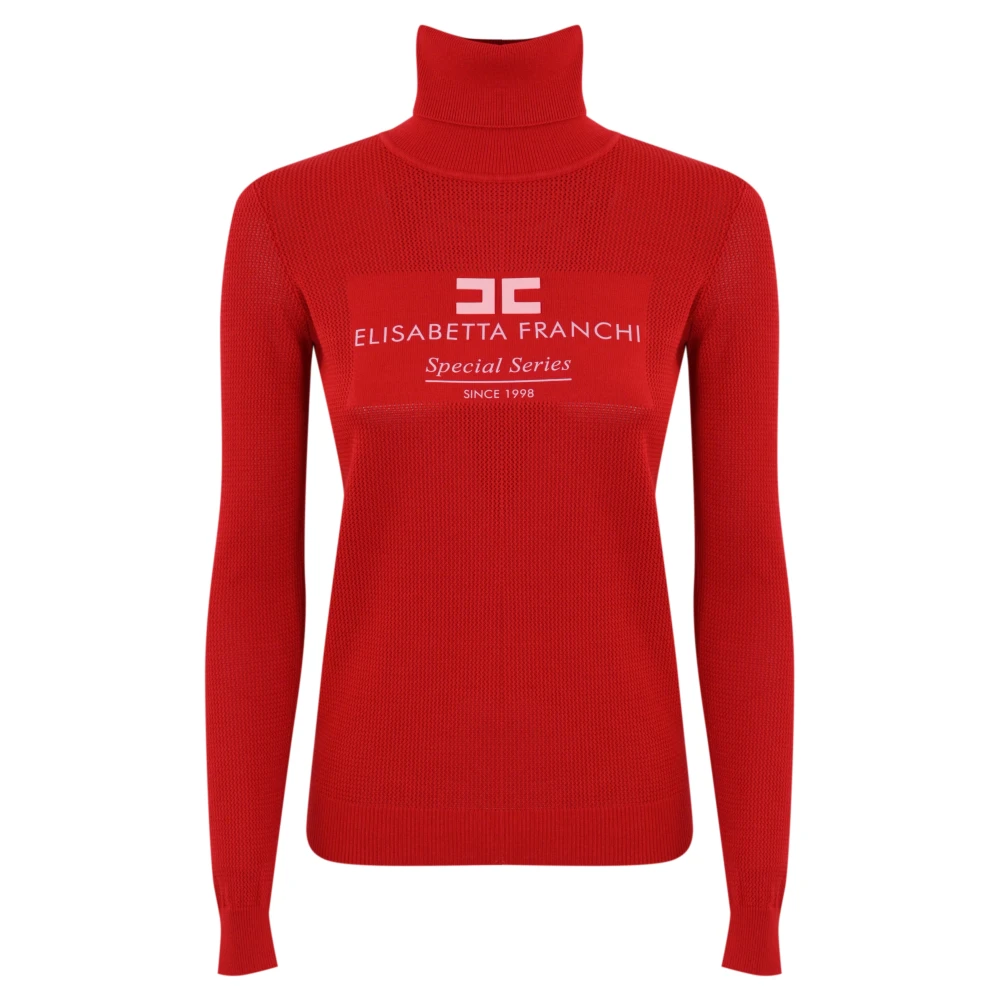 Elisabetta Franchi Rode Sweater met Logo Detail Red Dames