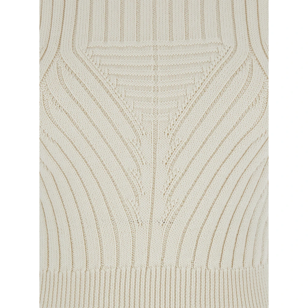 Rick Owens Witte Mouwloze Wollen Top Hoge Hals White Dames