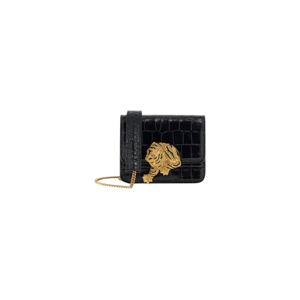Roberto Cavalli Tijger Bezaaide Mini Schoudertas Black Dames