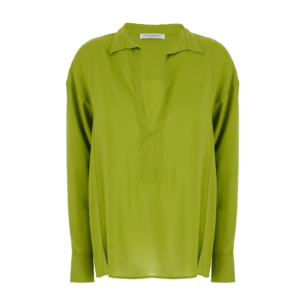 Philosophy di Lorenzo Serafini Groene V-hals Shirt Green Dames