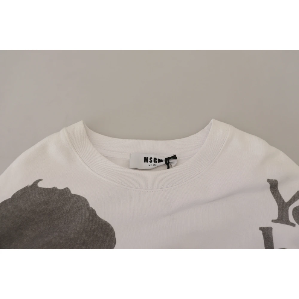Msgm Elegante witte katoenen trui met ronde halslijn Multicolor Heren