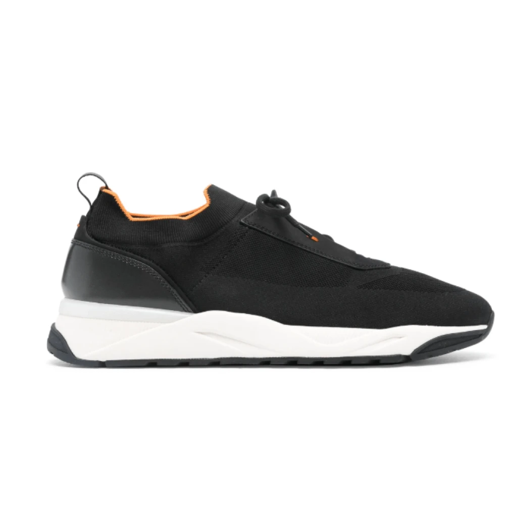 Santoni Gebreide Sneakers met Panelen Heren Schoenen Zwart