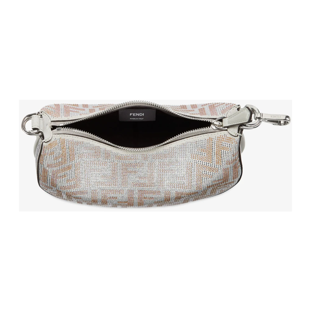 Fendi Kristalversierde Grijze Schoudertas Gray Dames