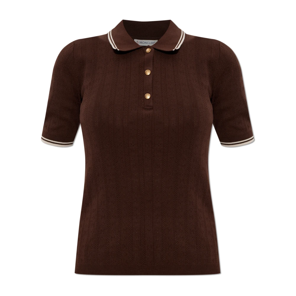 Moncler - Polo Mit Logo-Patch - Tops - Damen - Braun - L - Bild 4