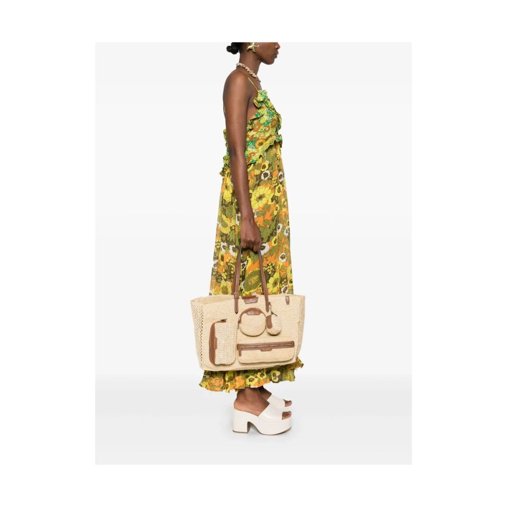 Anya Hindmarch Beige Schoudertas met Meerdere Zakken Beige Dames