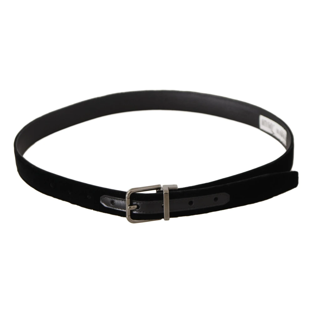 Dolce & Gabbana Elegante Fluweel Riem met Metalen Gesp Black Heren