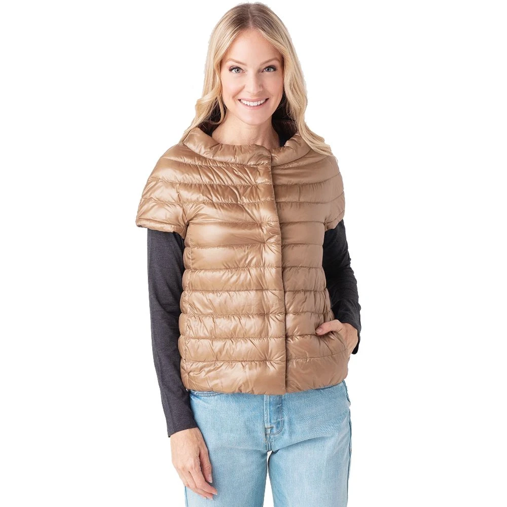 Herno Korte Nylon Donsvest met Rits Beige Dames