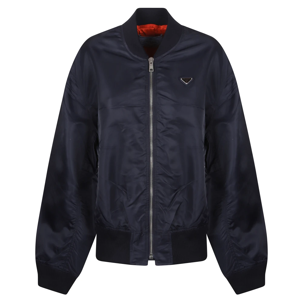 Prada , Bomber Jackets, Female, Blue, S, Twill Bomber Jacket
