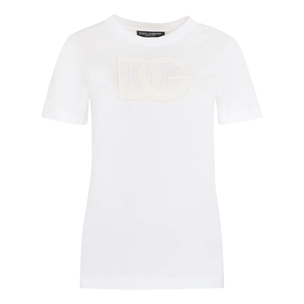 Dolce & Gabbana Women's White T-Shirts, S, Cotton Crew-Neck T-Shirt